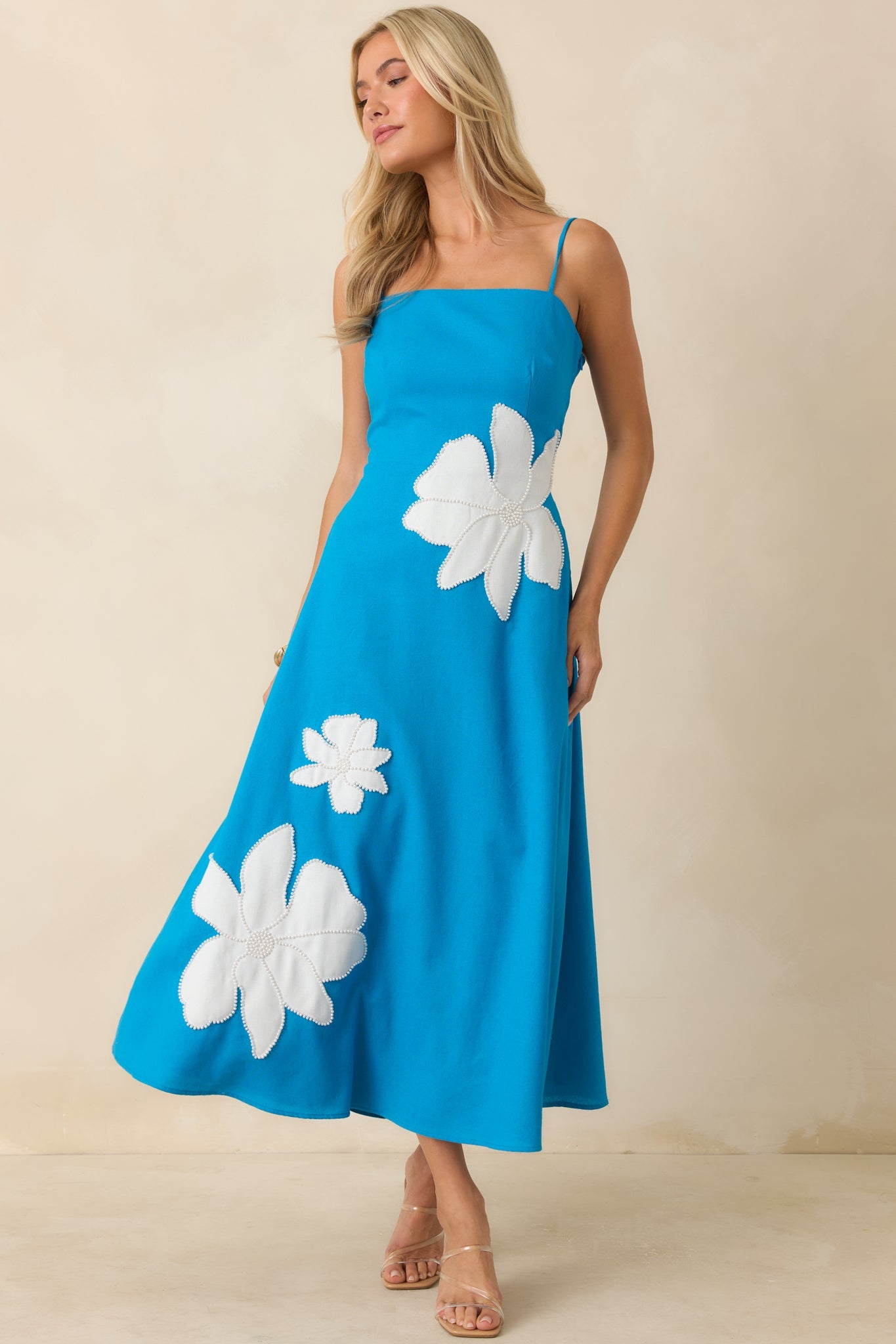 Isla Floral Midi Dress in Blossom Blue Blue 4