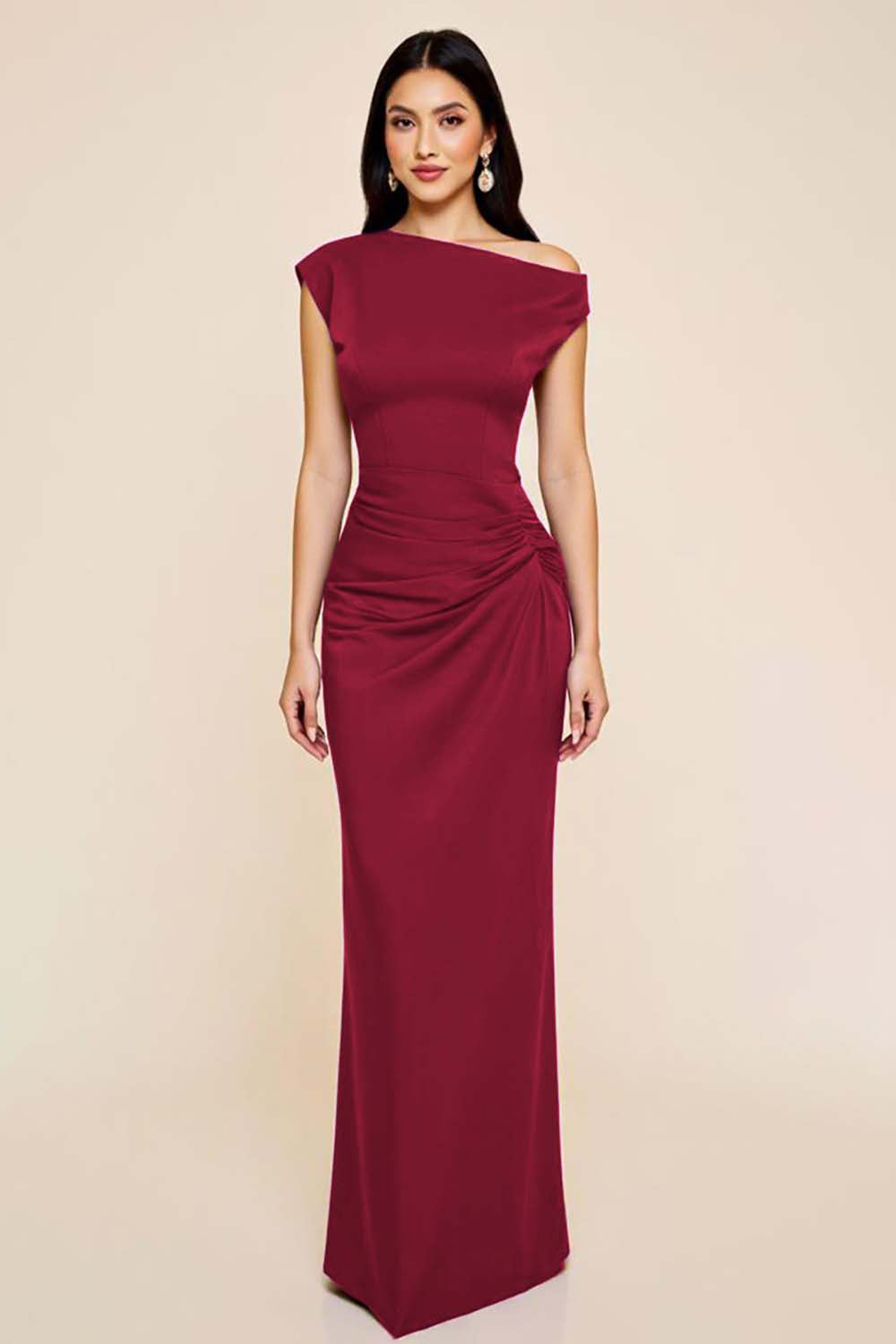 Vivienne Satin Ruched Formal Dress Desert Rose 6