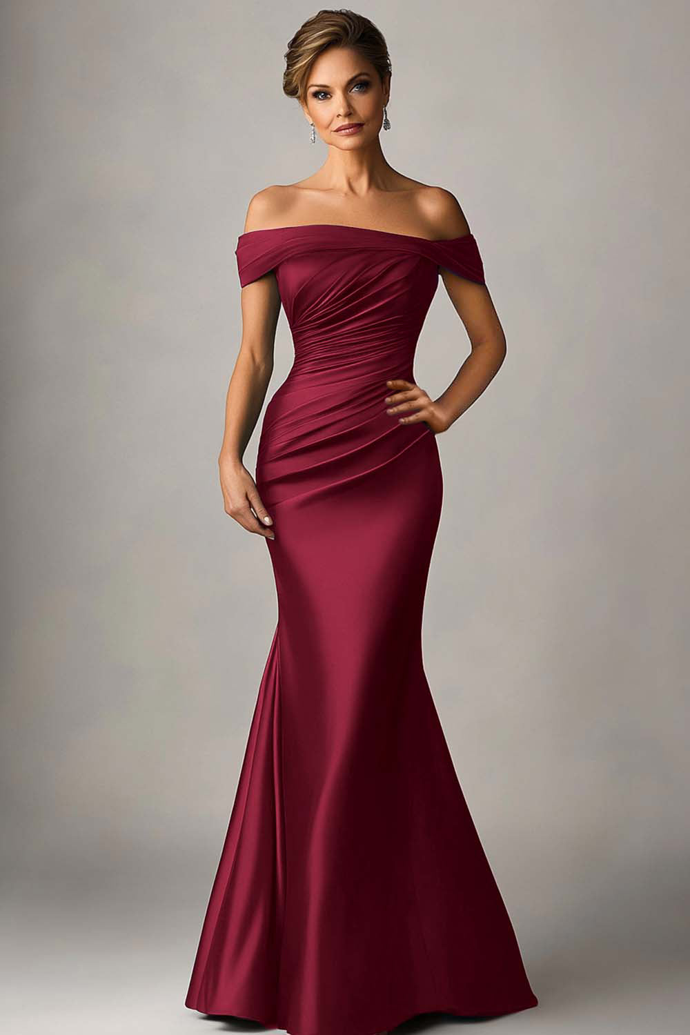 Ophelia Satin Mermaid Dress Burgundy 4
