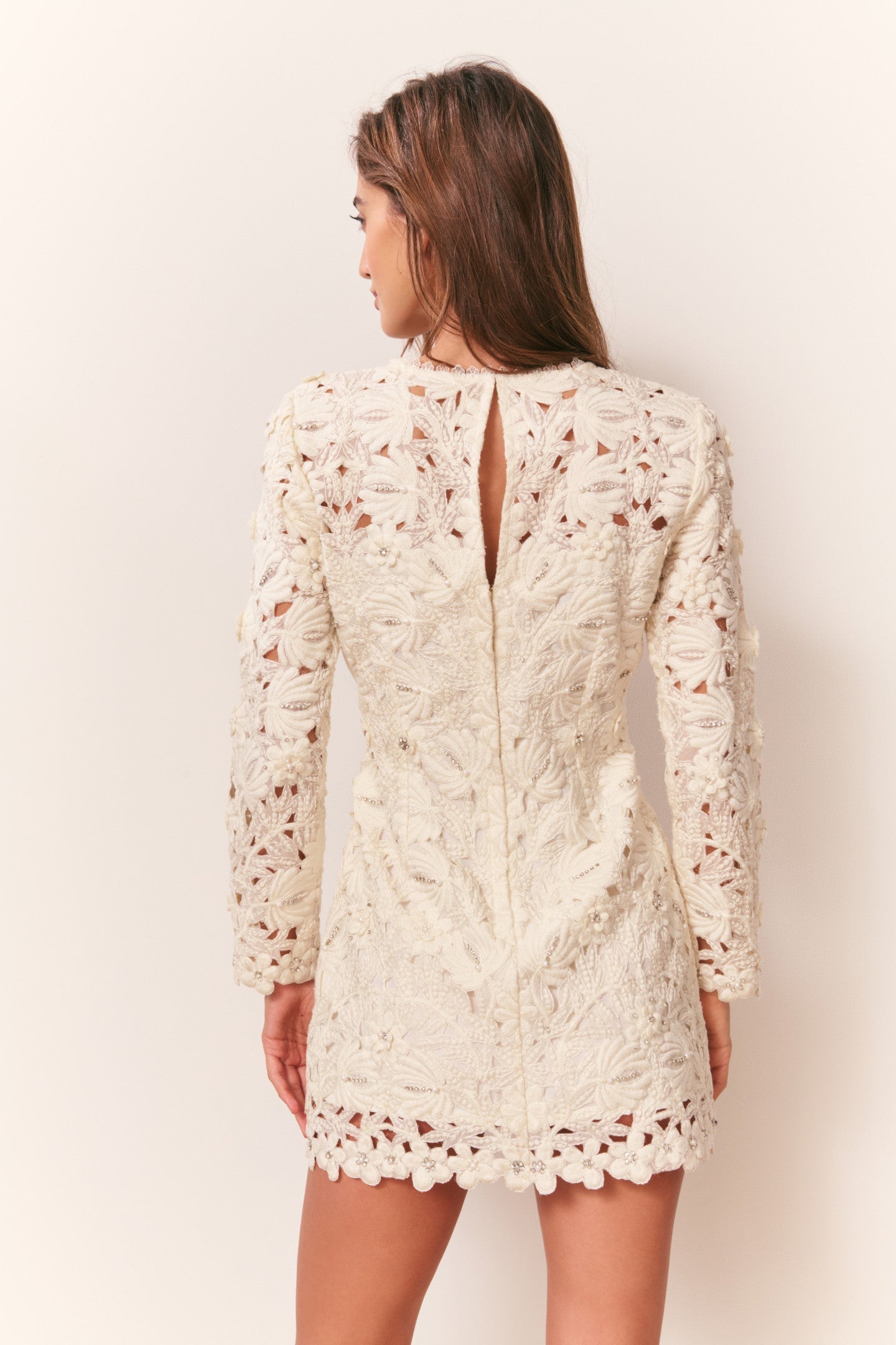 Caletta Floral Embroidered Lace Mini Dress IVORY 4