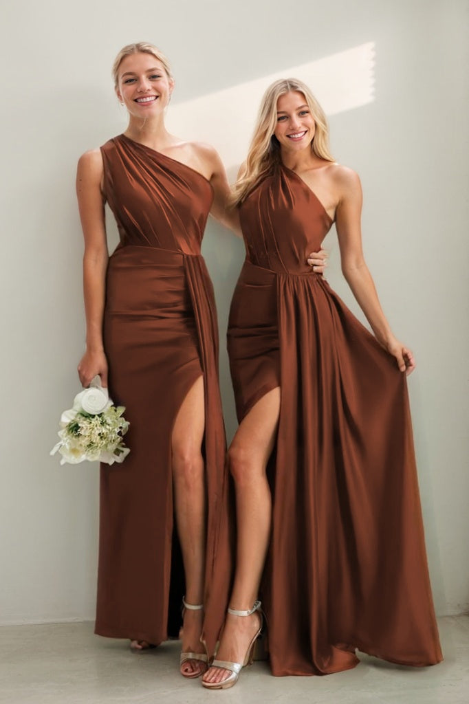 Isabelle One-Shoulder Satin Sheath Dress Light Blue 3