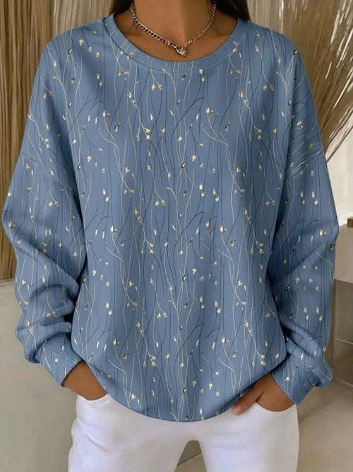Margot Leaf Print Sweatshirt Dress Blue 1