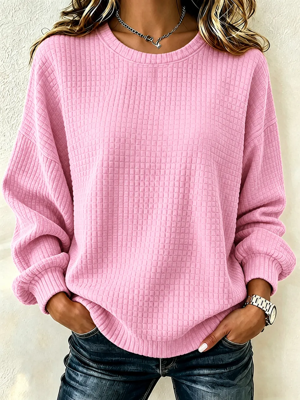 Margot Cosy Crew Sweatshirt Pink 1