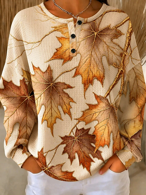 Maple Crew Neck Sweatshirt Apricot 1