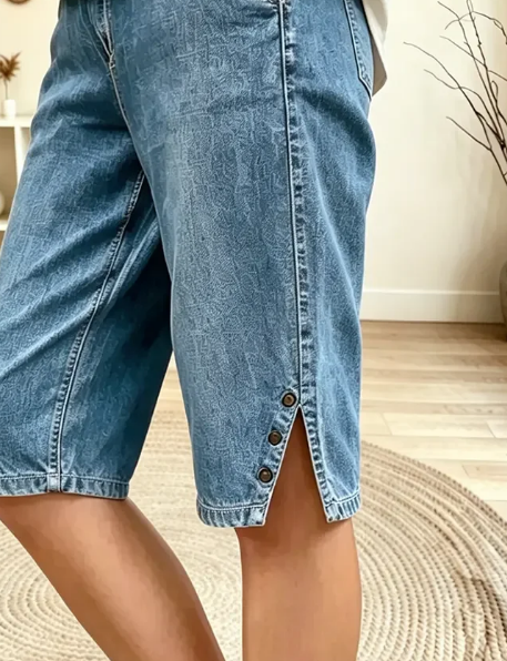 Margot Natural Linen Shorts Blue 3