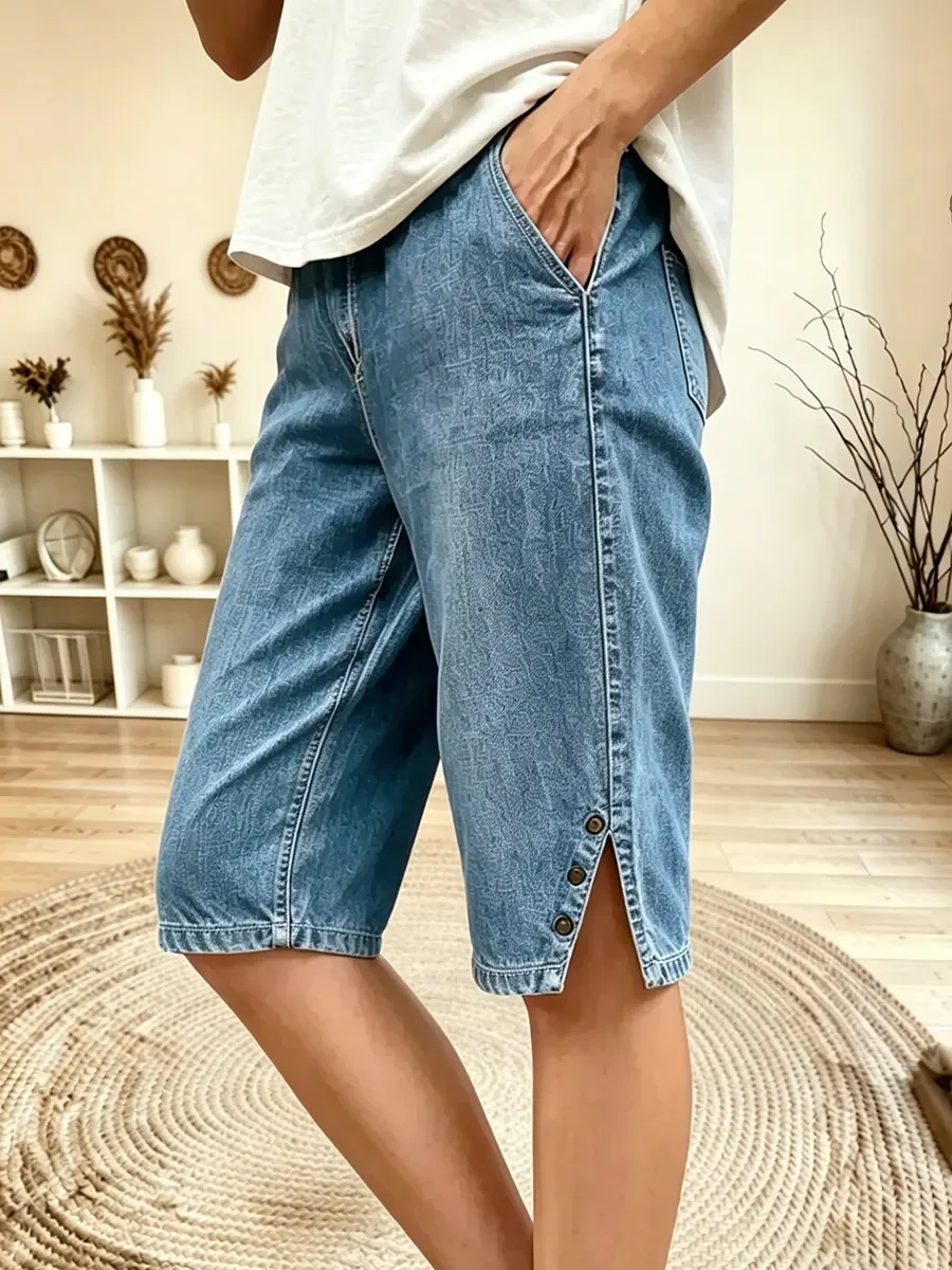 Margot Natural Linen Shorts Blue 1