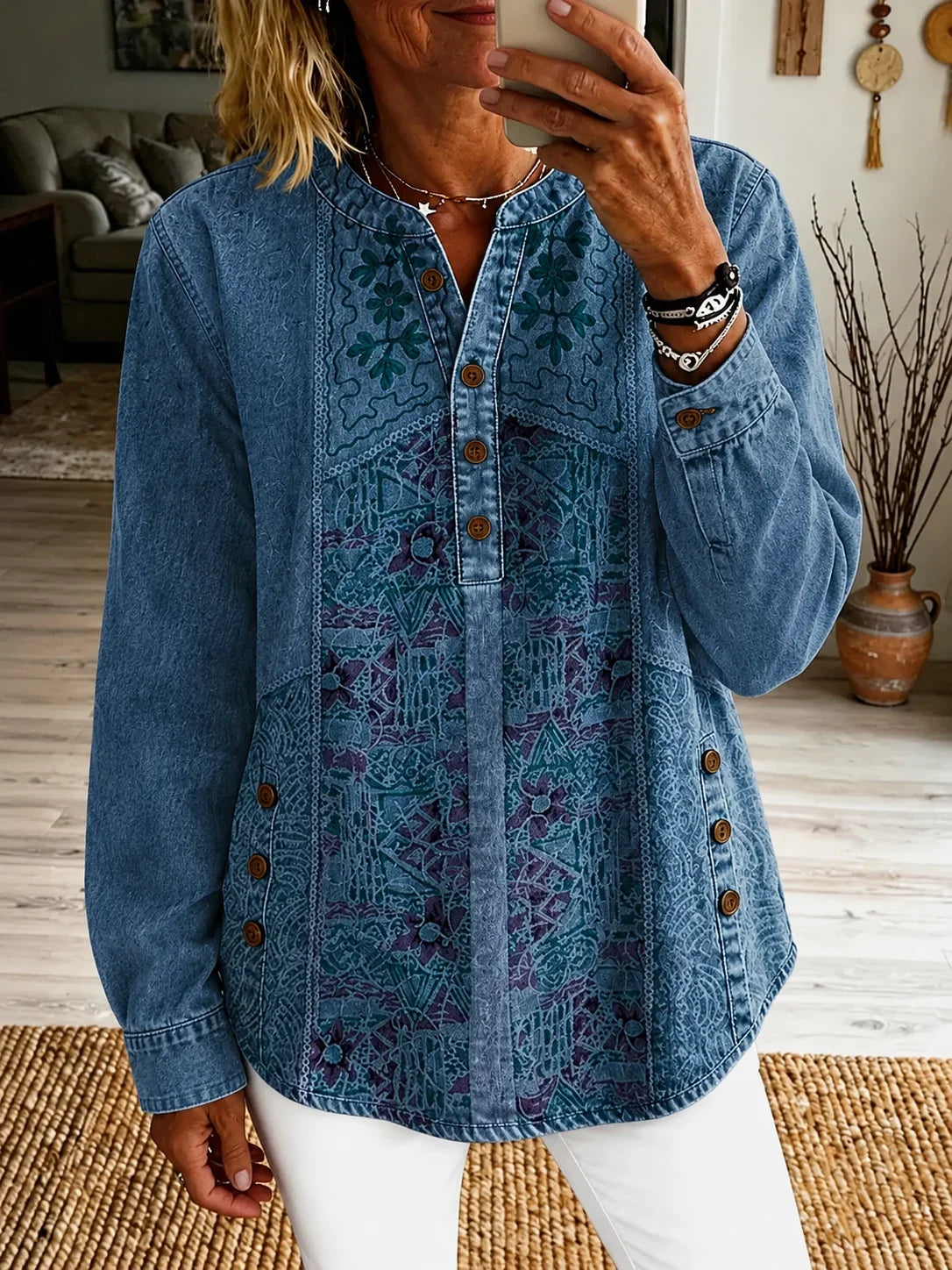 Margot Printed Cotton Shirt Dress Green 2