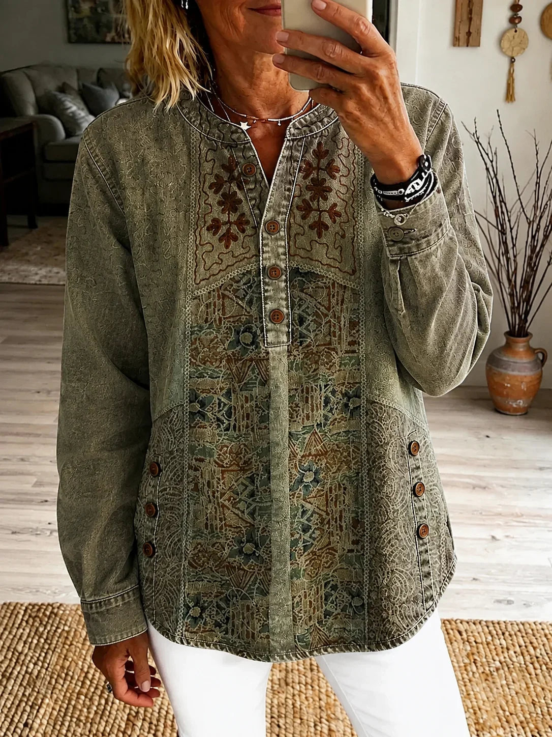 Margot Printed Cotton Shirt Dress Orange 1