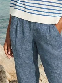 Ginevra Capri Pants in Creamy Linen Blue 2