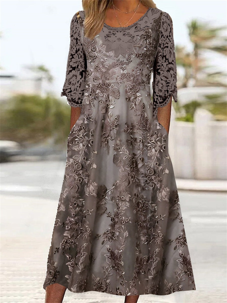 Juliette Lace Midi Dress Gray 1