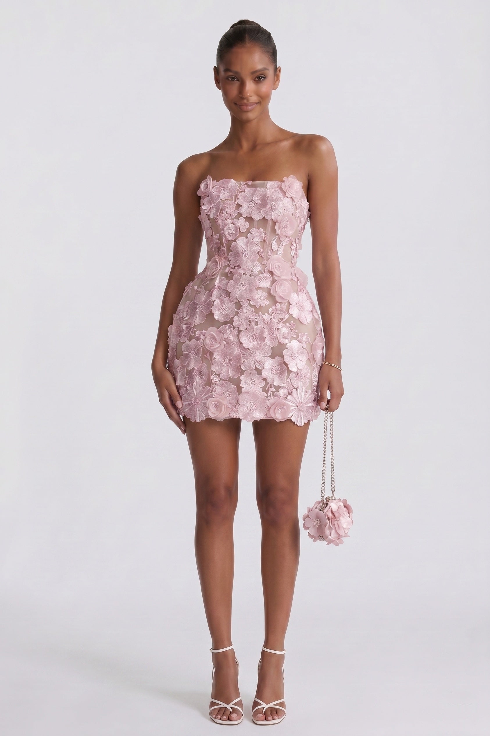 Valentina Lace Strapless Mini Dress As Picture:Ivory/Nude 6