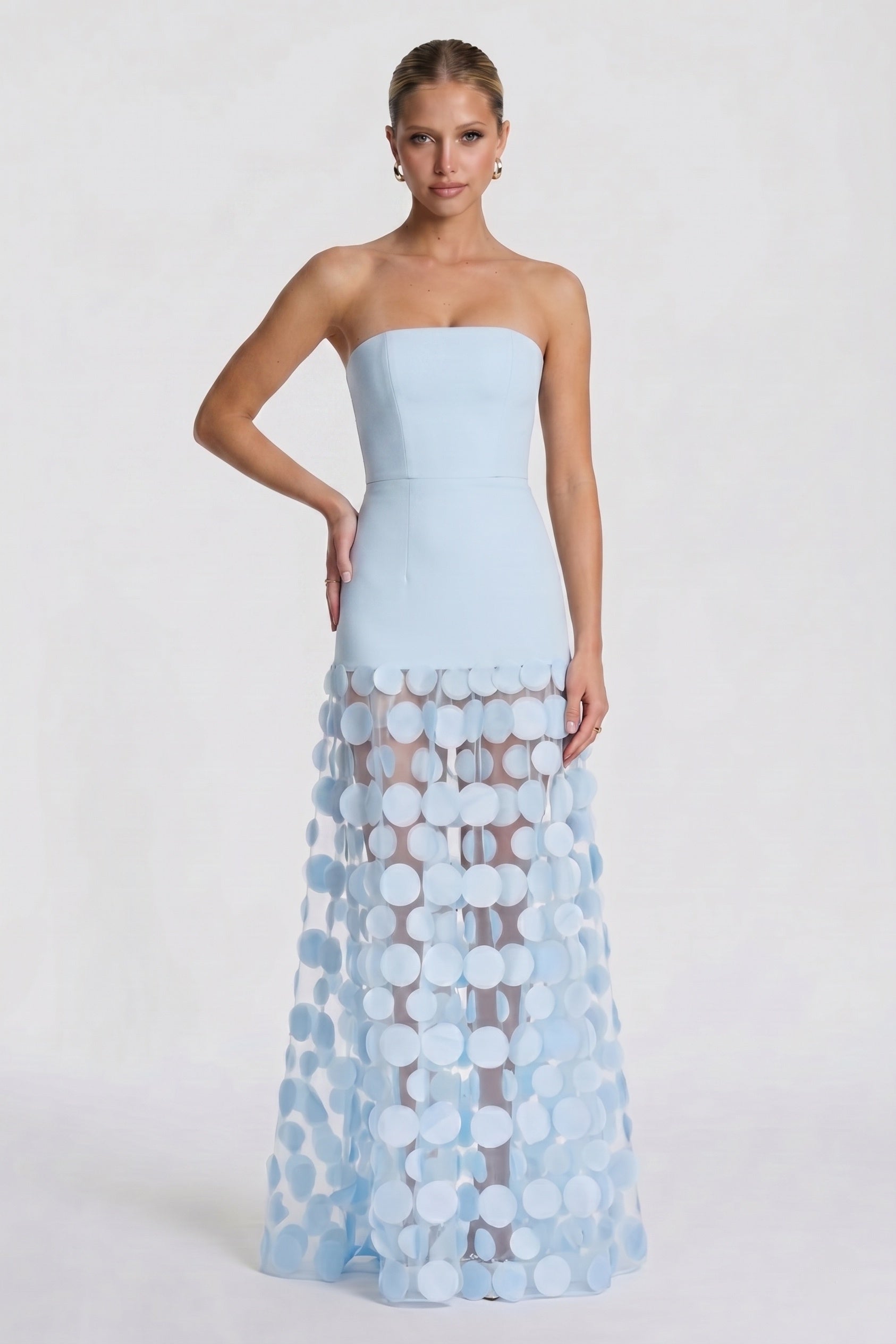 Cecilia Tulle A-Line Maxi Dress Blue 1
