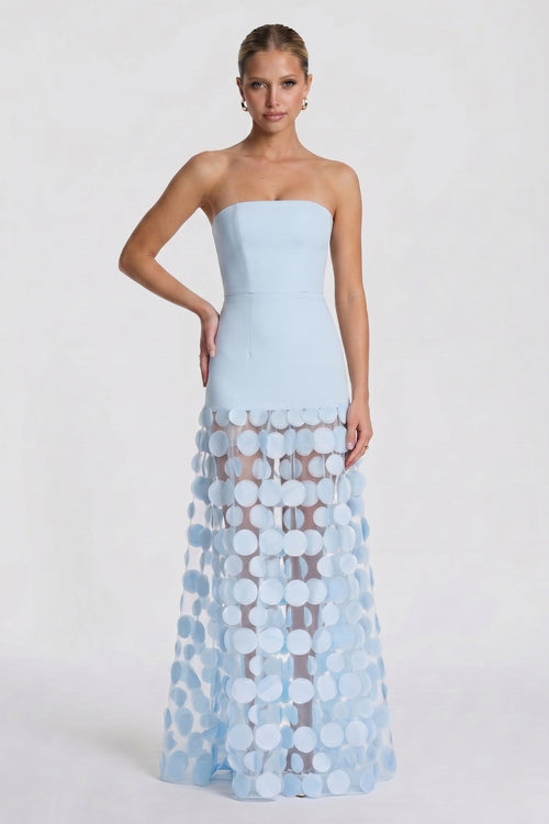 Cecilia Tulle A-Line Maxi Dress Blue 1