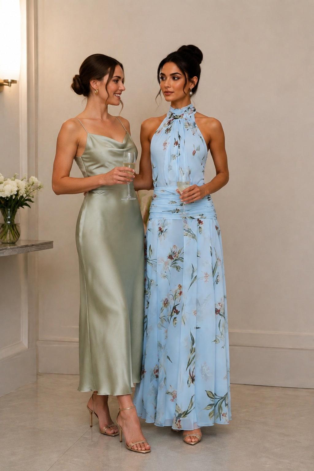 Arabella A-Line Maxi Chiffon Dress Sky Blue 4