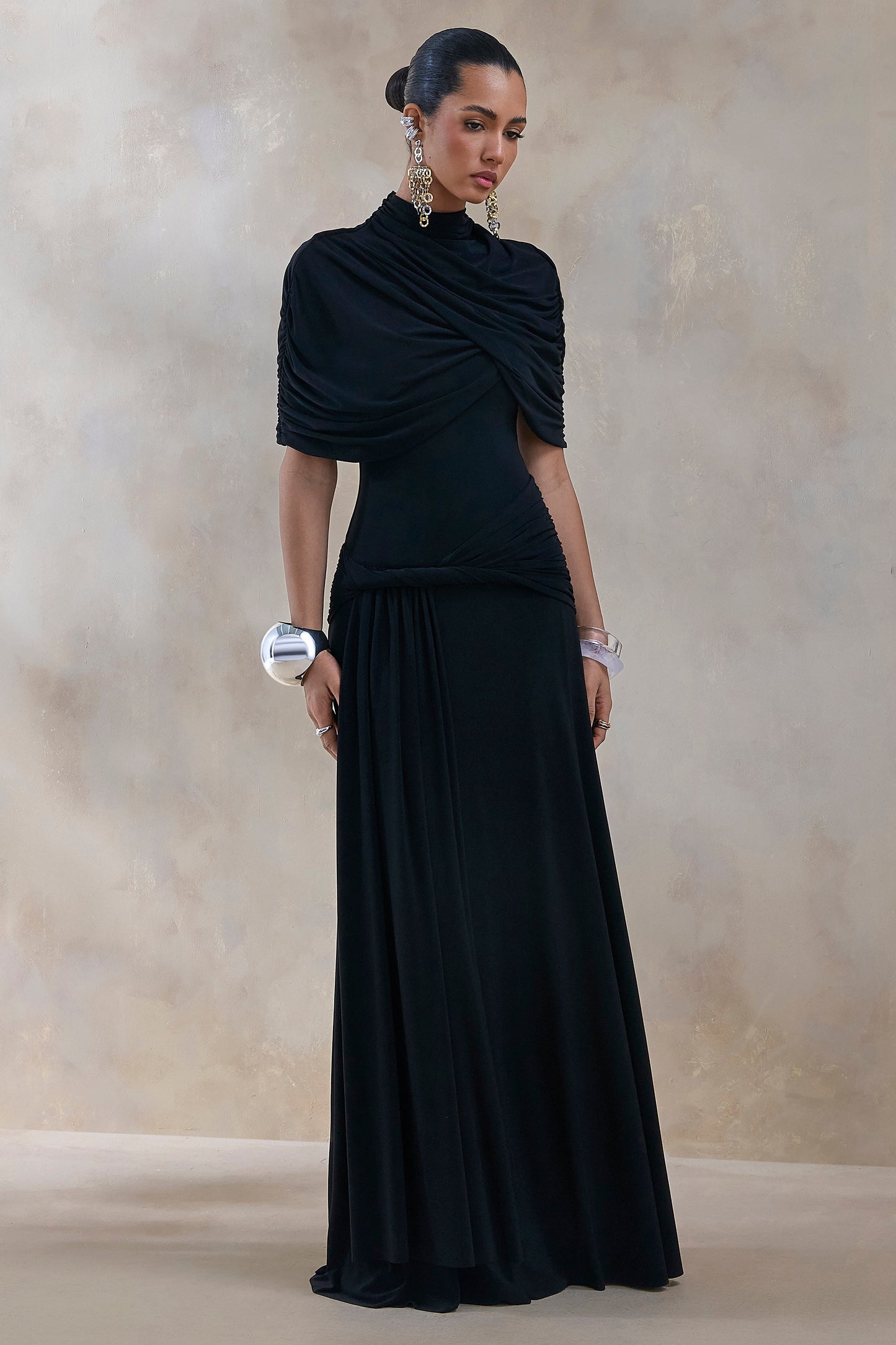 Evelisse Cape Maxi Dress Cape Sleeves 5