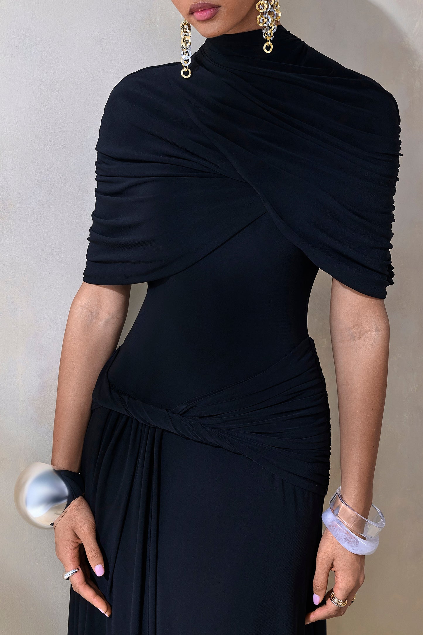 Evelisse Cape Maxi Dress Cape Sleeves 3