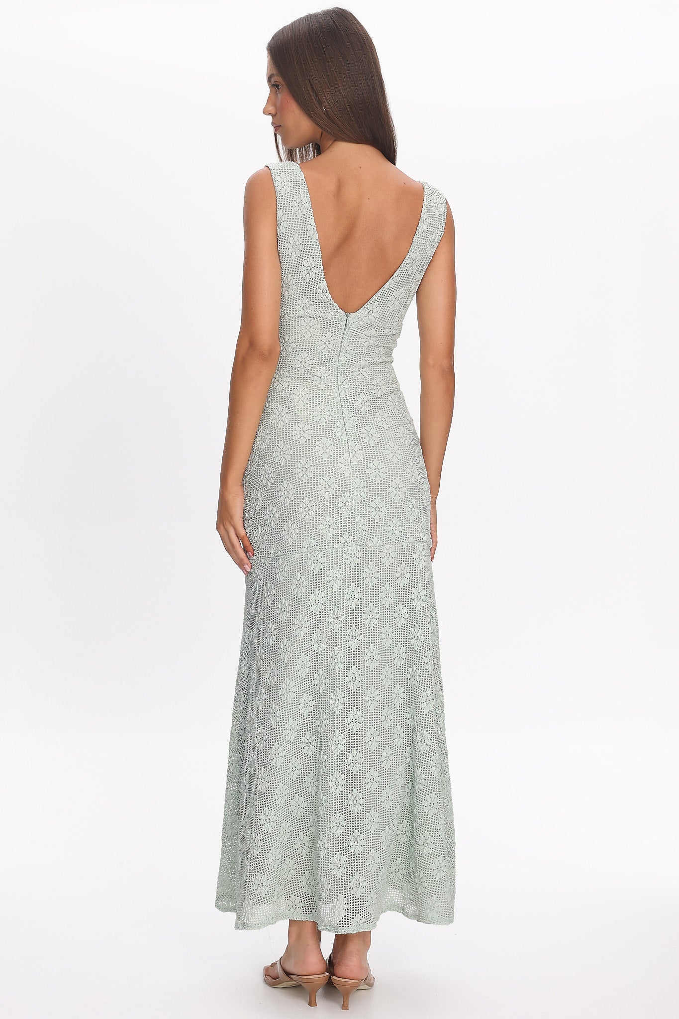 Valentina Crochet Maxi Dress in Sage 3