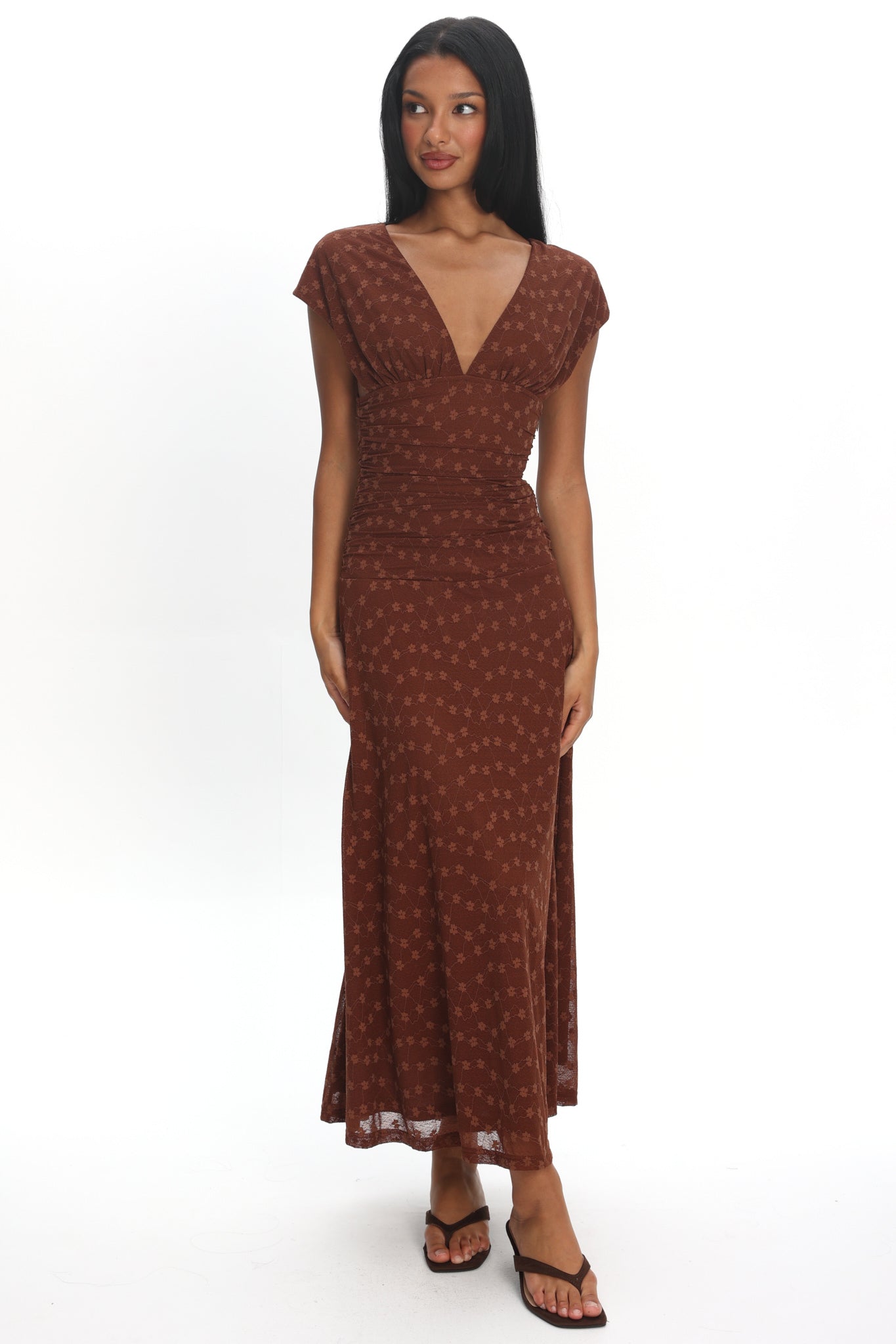 Novia Ruched Bodice Maxi Dress in Chocolate 5
