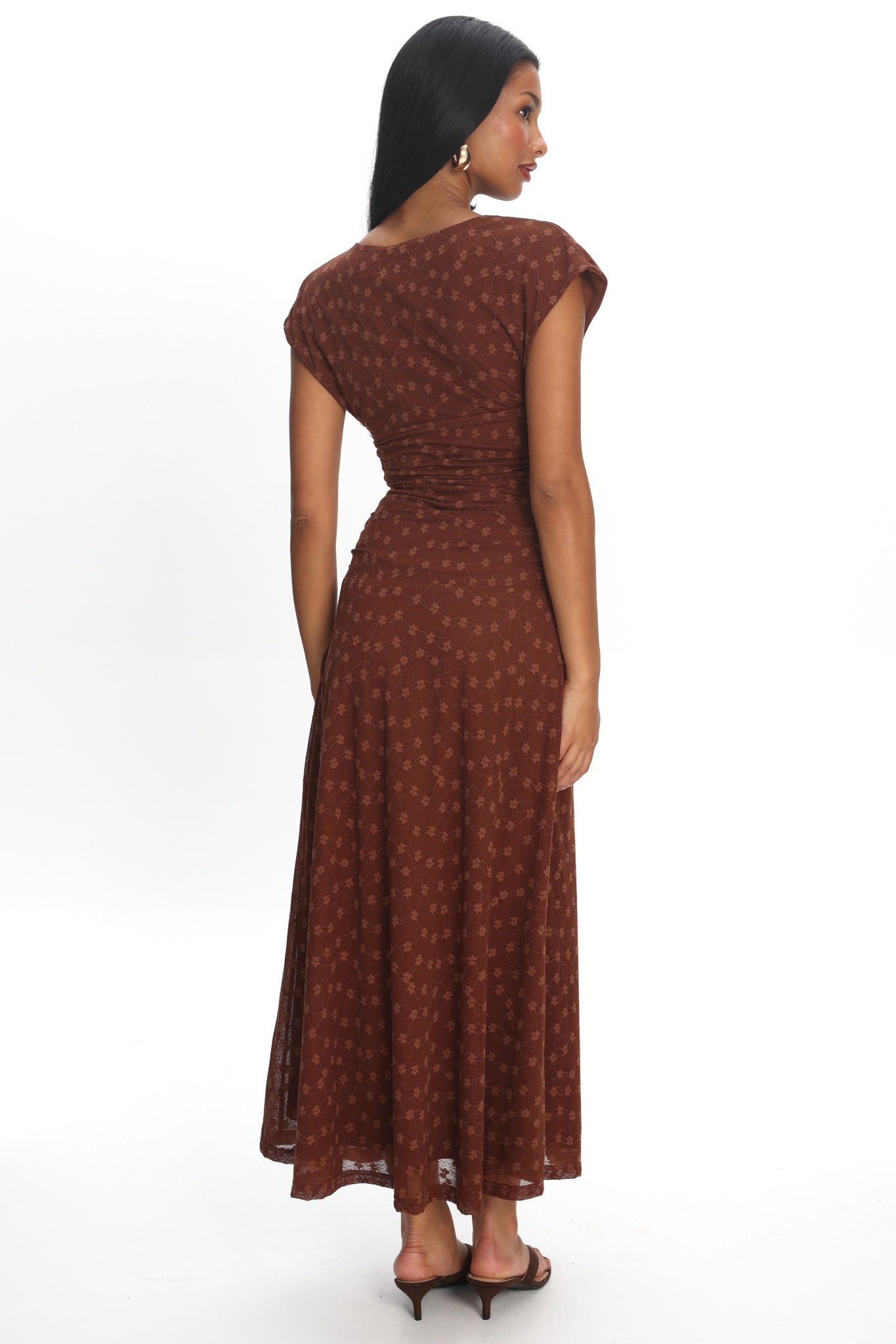 Novia Ruched Bodice Maxi Dress in Chocolate 3