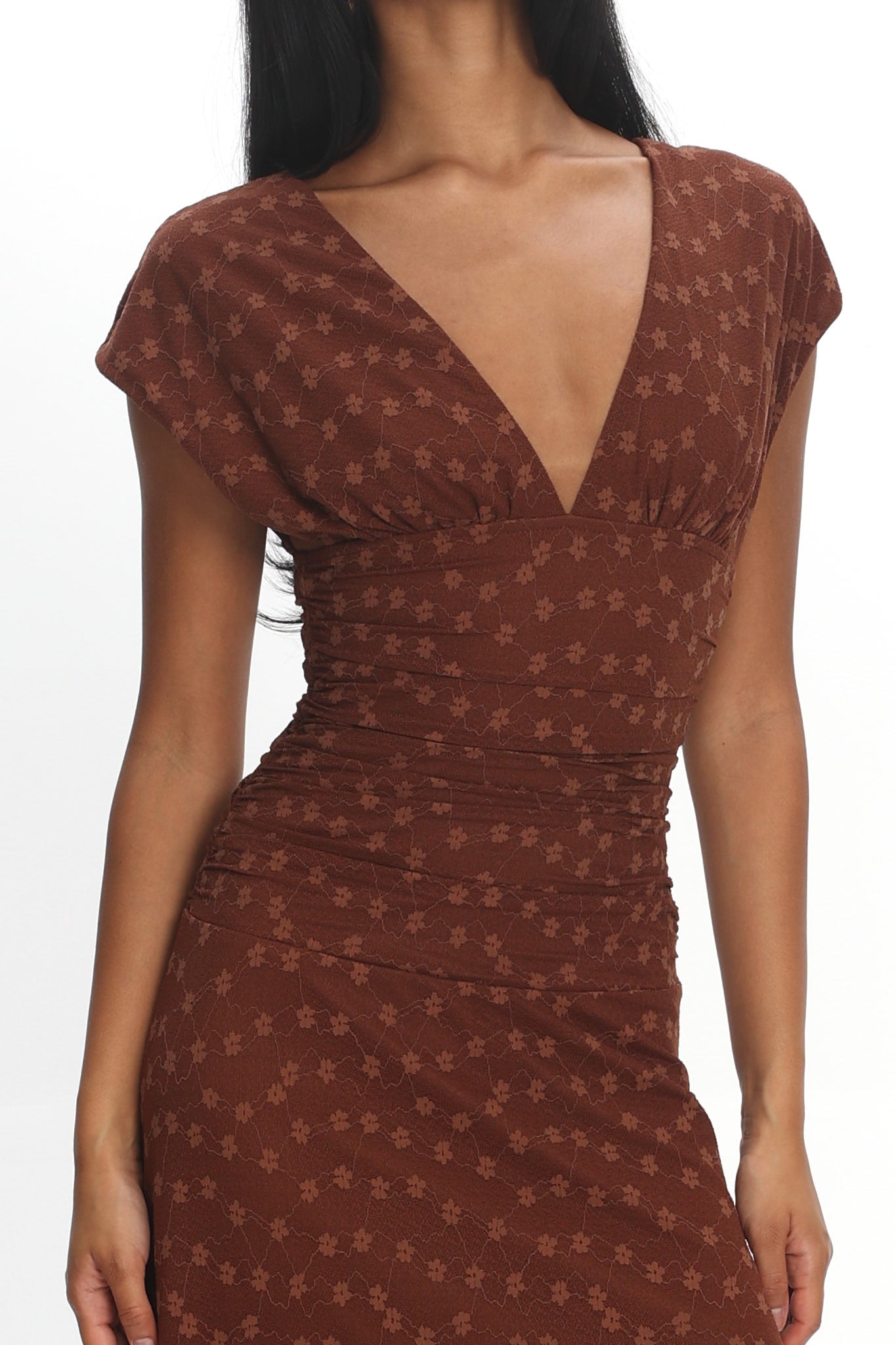 Novia Ruched Bodice Maxi Dress in Chocolate 4