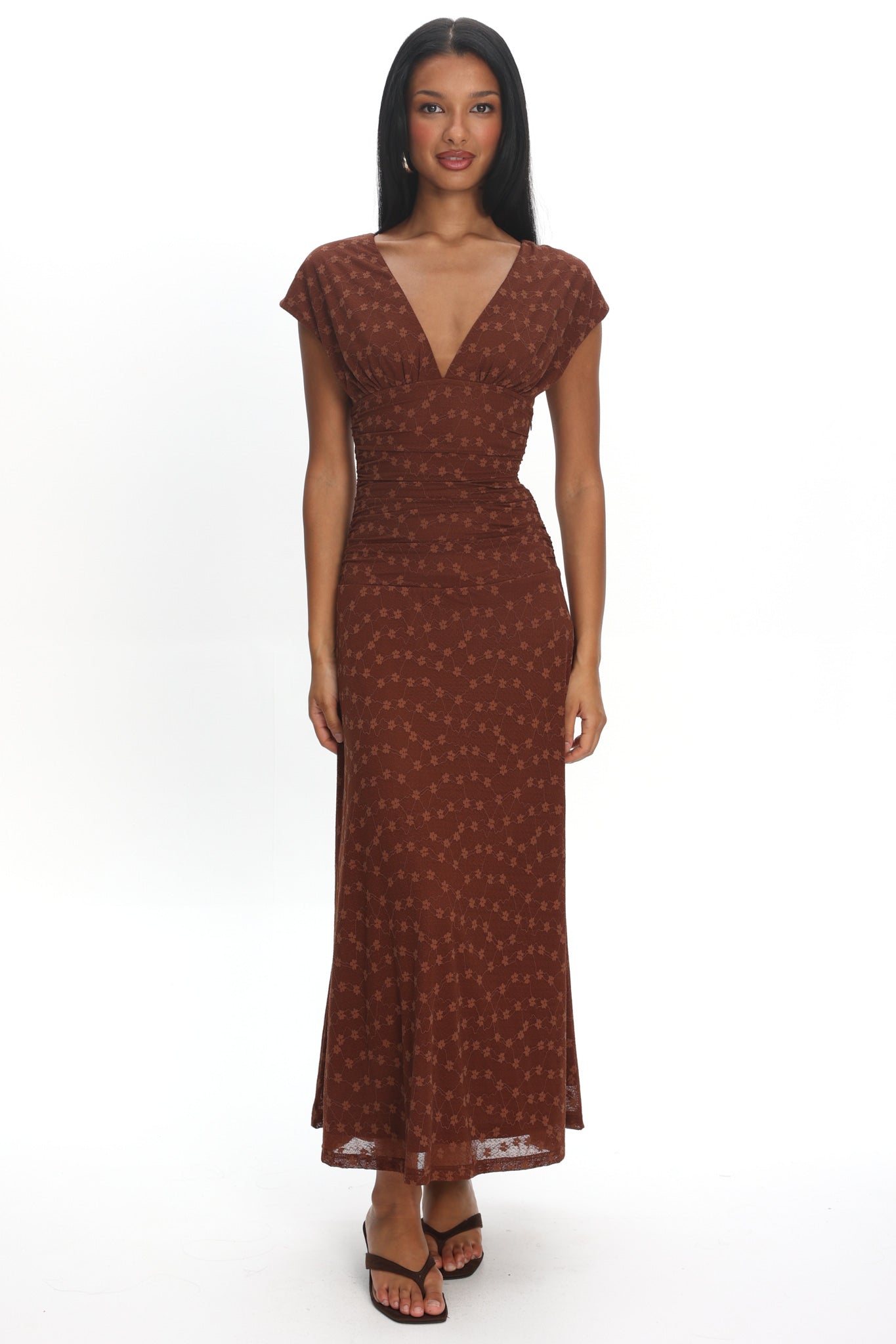 Novia Ruched Bodice Maxi Dress in Chocolate 6