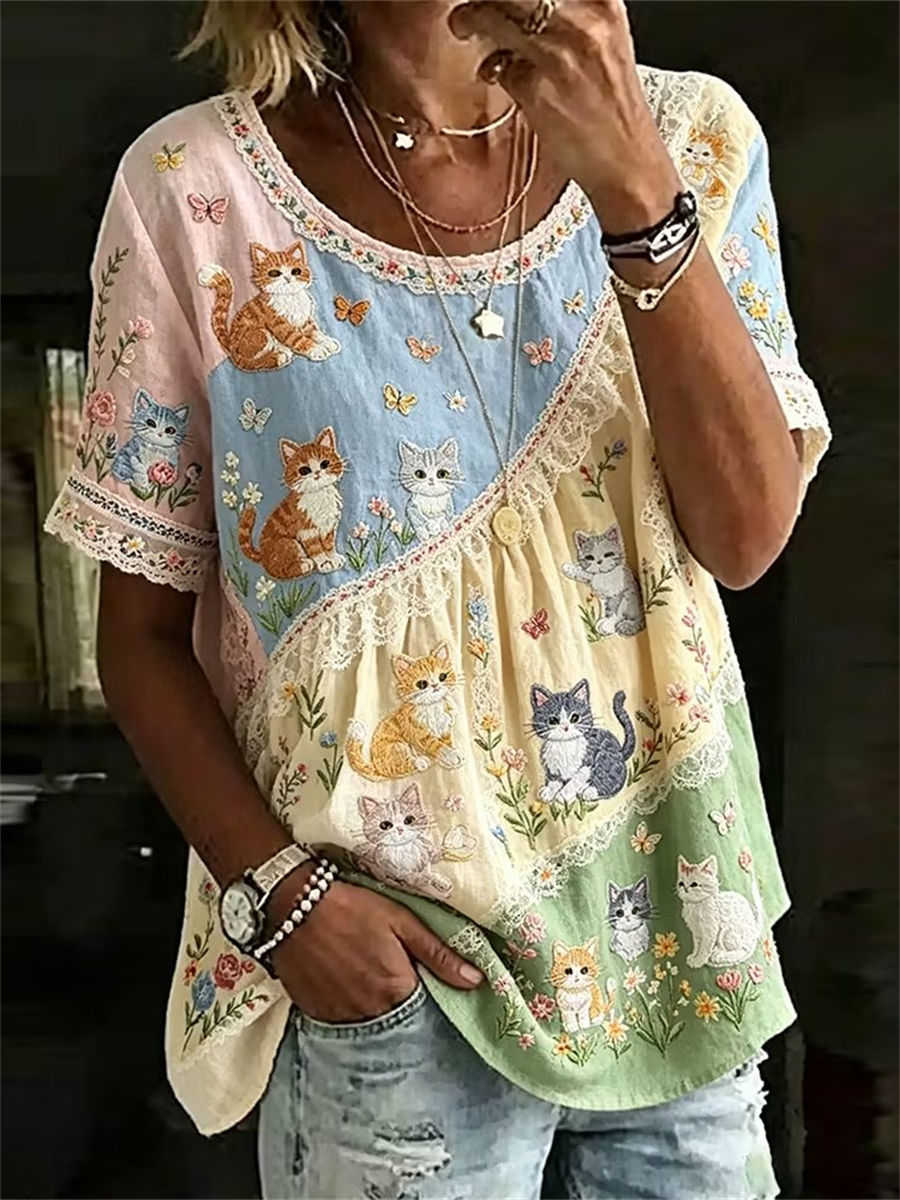 Felicity Floral Embroidery Lace Blouse Multi 1