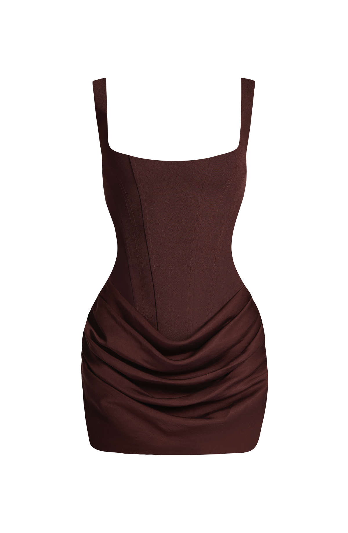 Cornelia Satin Mini Dress Plum Brown 8