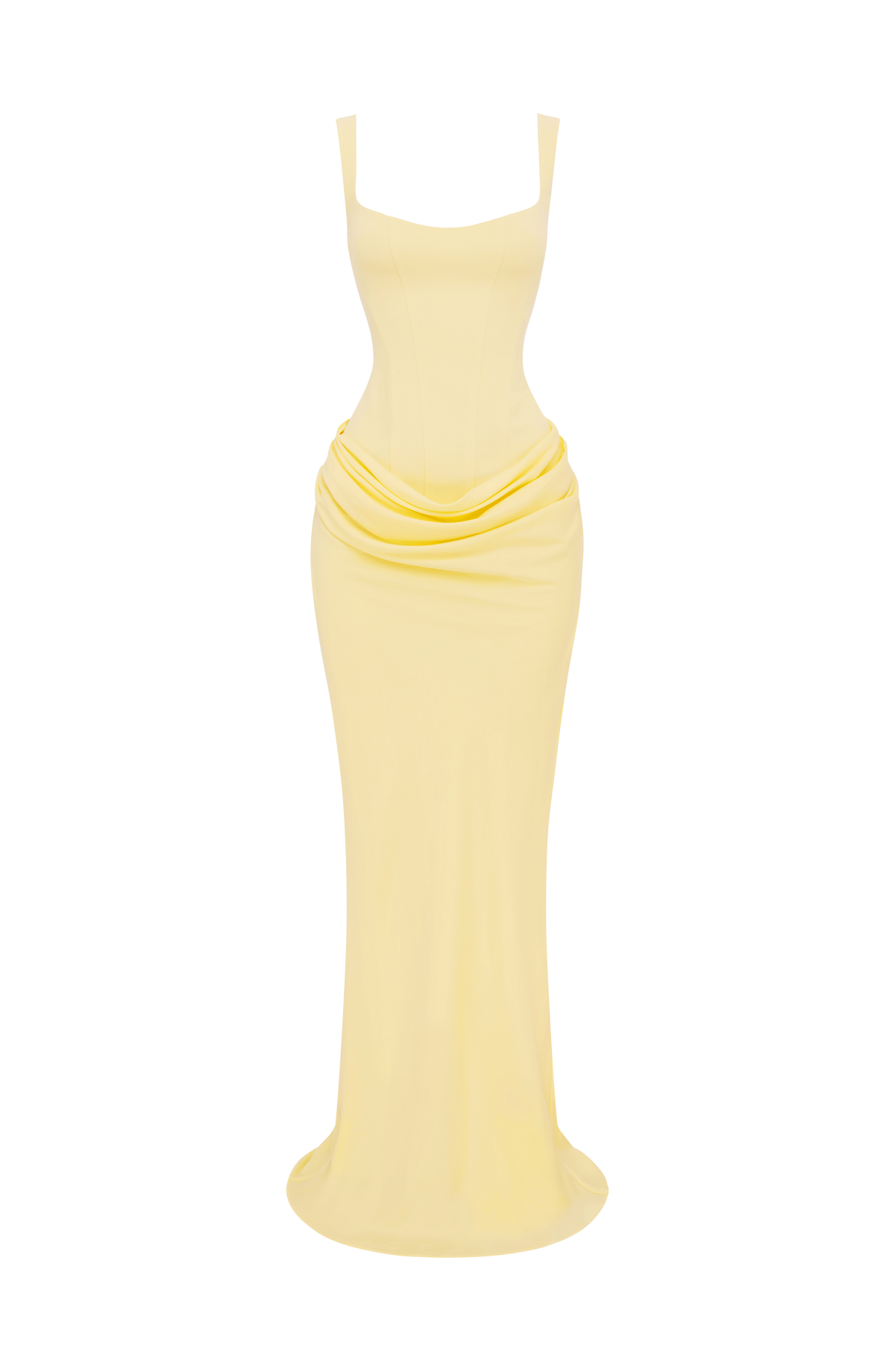 Cornelia Satin Maxi Dress in Black Lemon 6