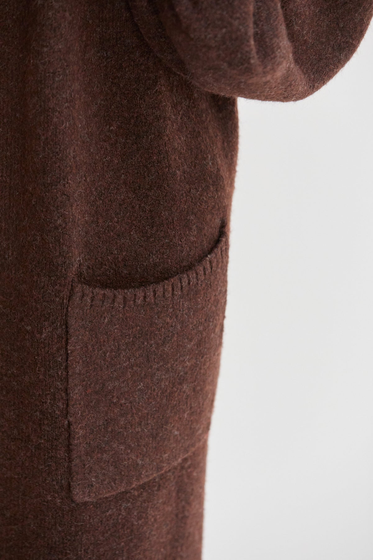 Elena Long Cardigan with Balloon Sleeves Dark Brown 9