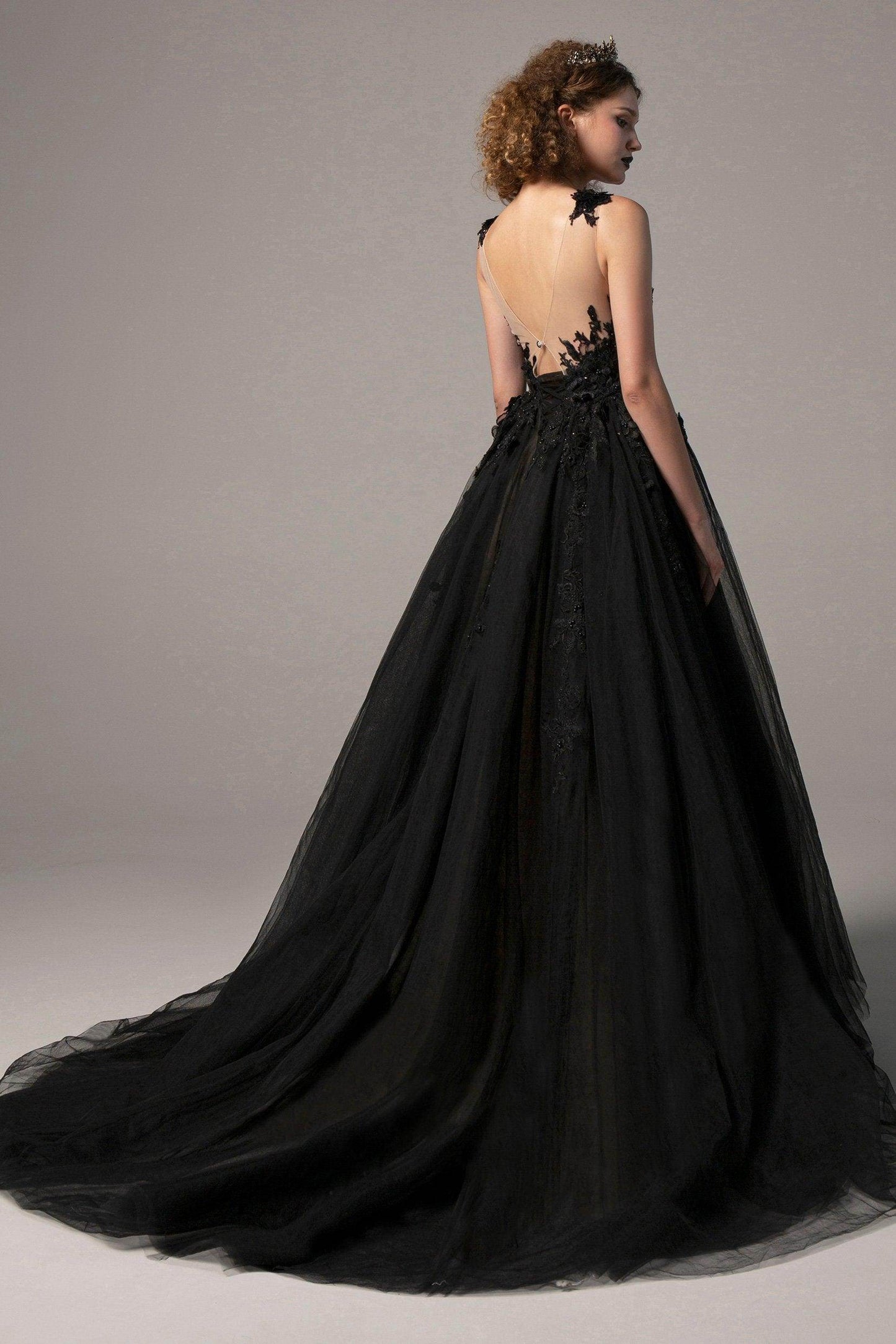 Cecilia Lace Tea-Length Dress Line Court Train Tulle Wedding Dress CW2338 4