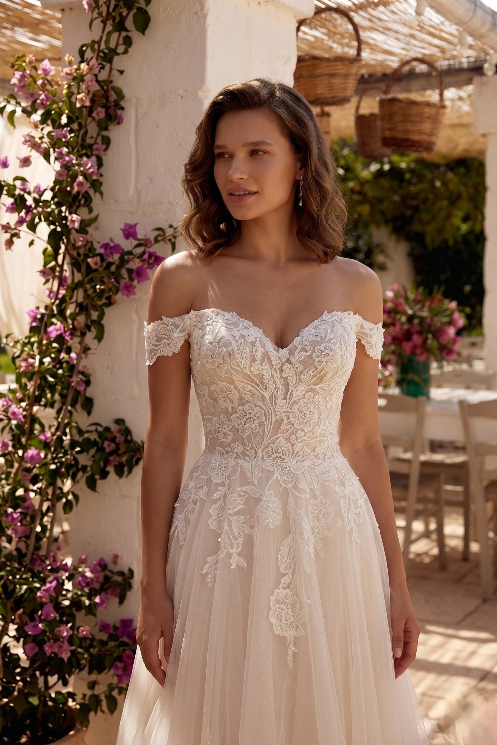 Cecilia Lace Tea-Length Dress Line Chapel Train Lace Tulle Wedding Dress CW3278 7