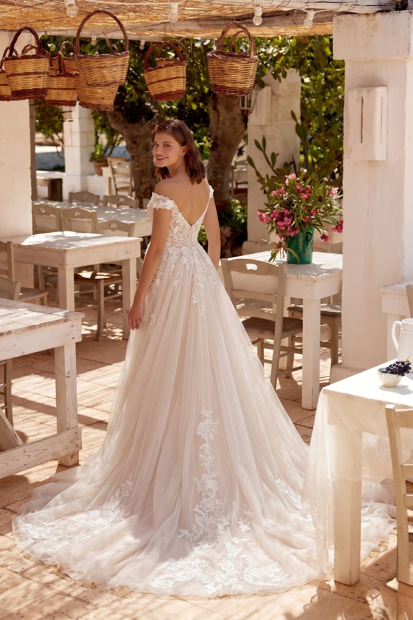 Cecilia Lace Tea-Length Dress Line Chapel Train Lace Tulle Wedding Dress CW3278 2