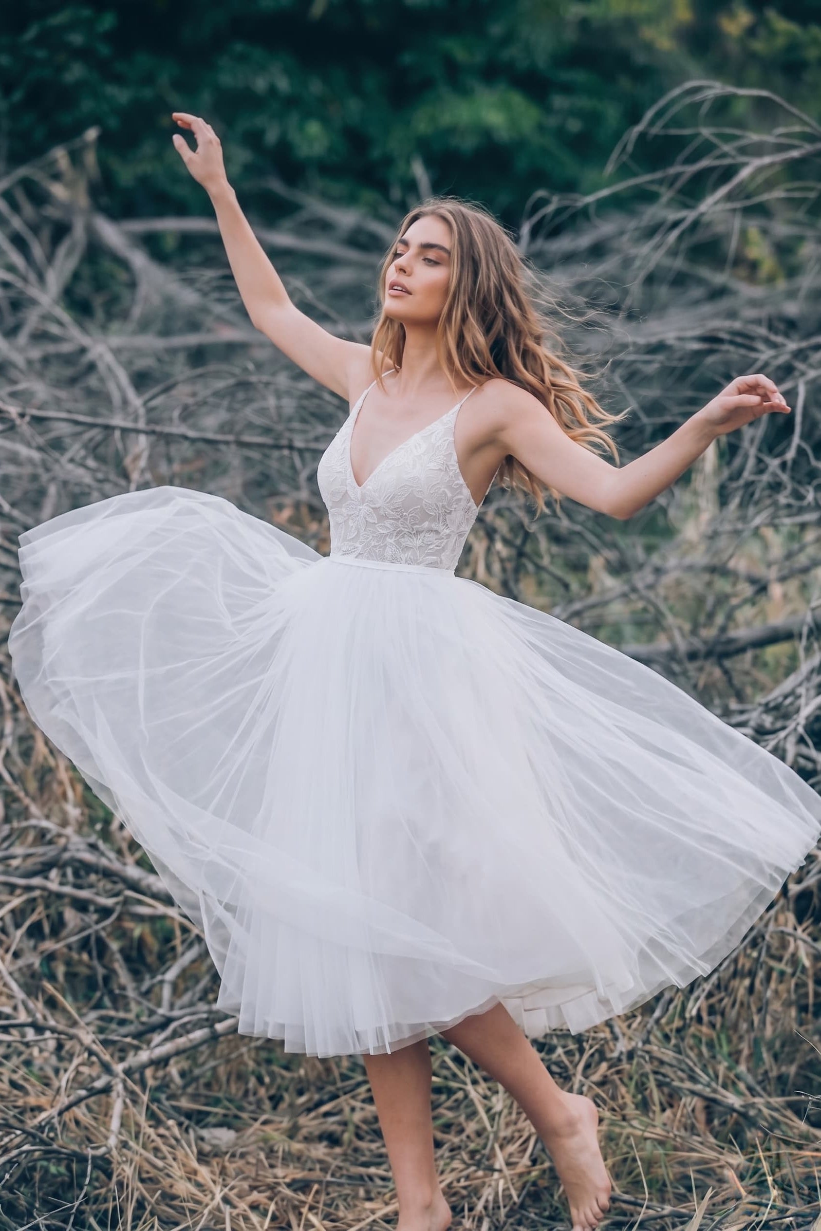 Celeste Lace Tulle A-Line Dress As Picture:Ivory/Nude 8
