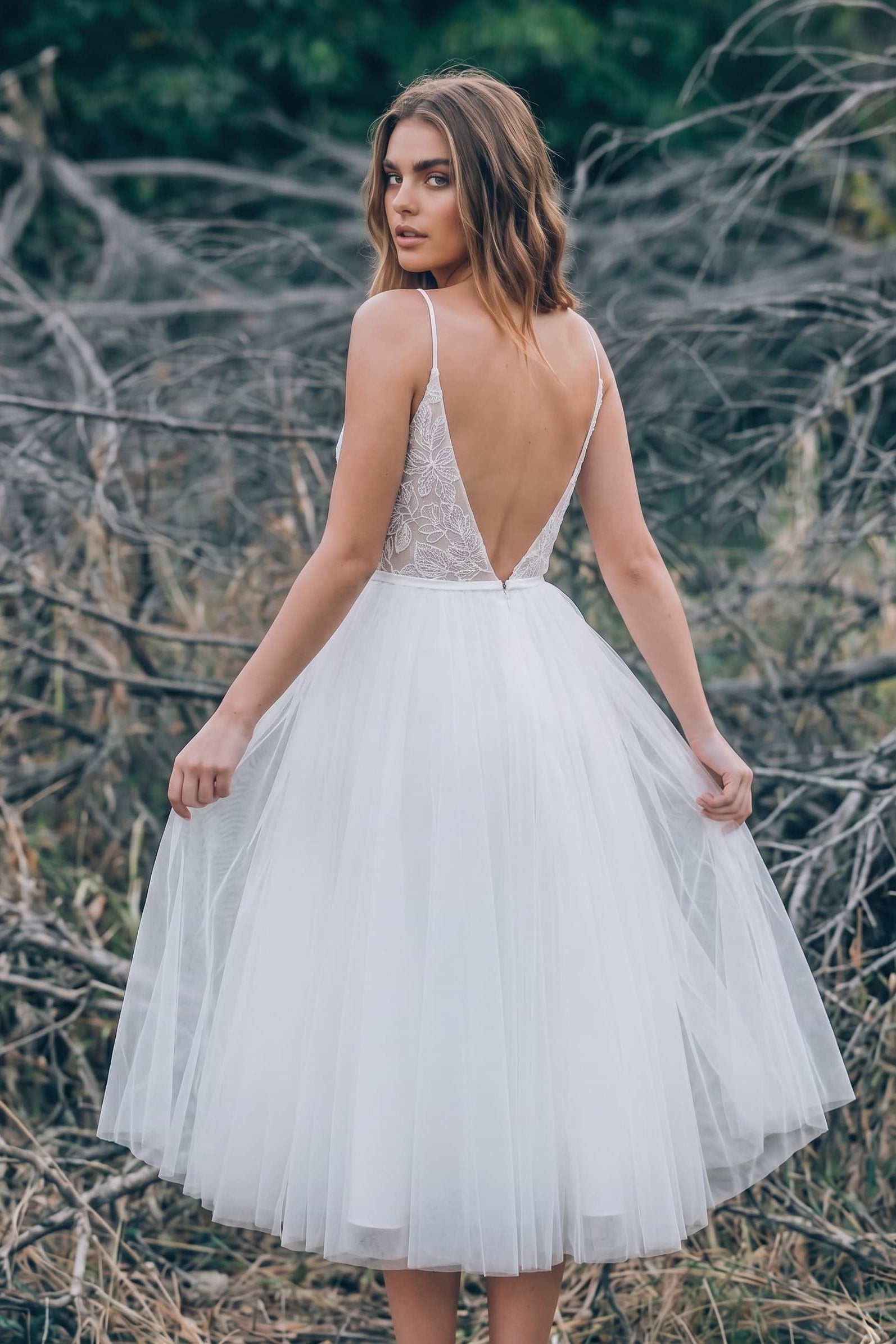 Celeste Lace Tulle A-Line Dress Ivory 6