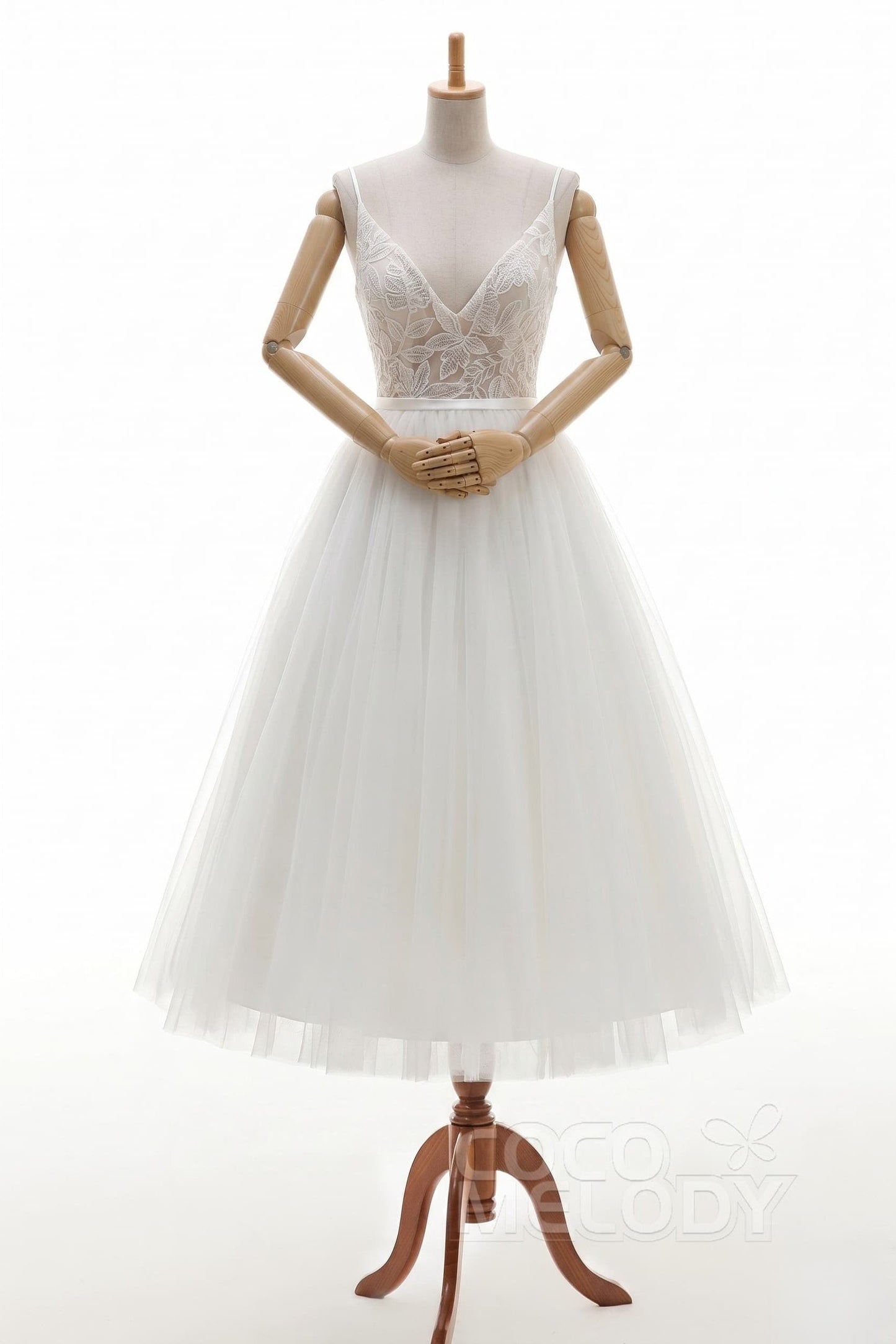 Celeste Lace Tulle A-Line Dress Ivory 9