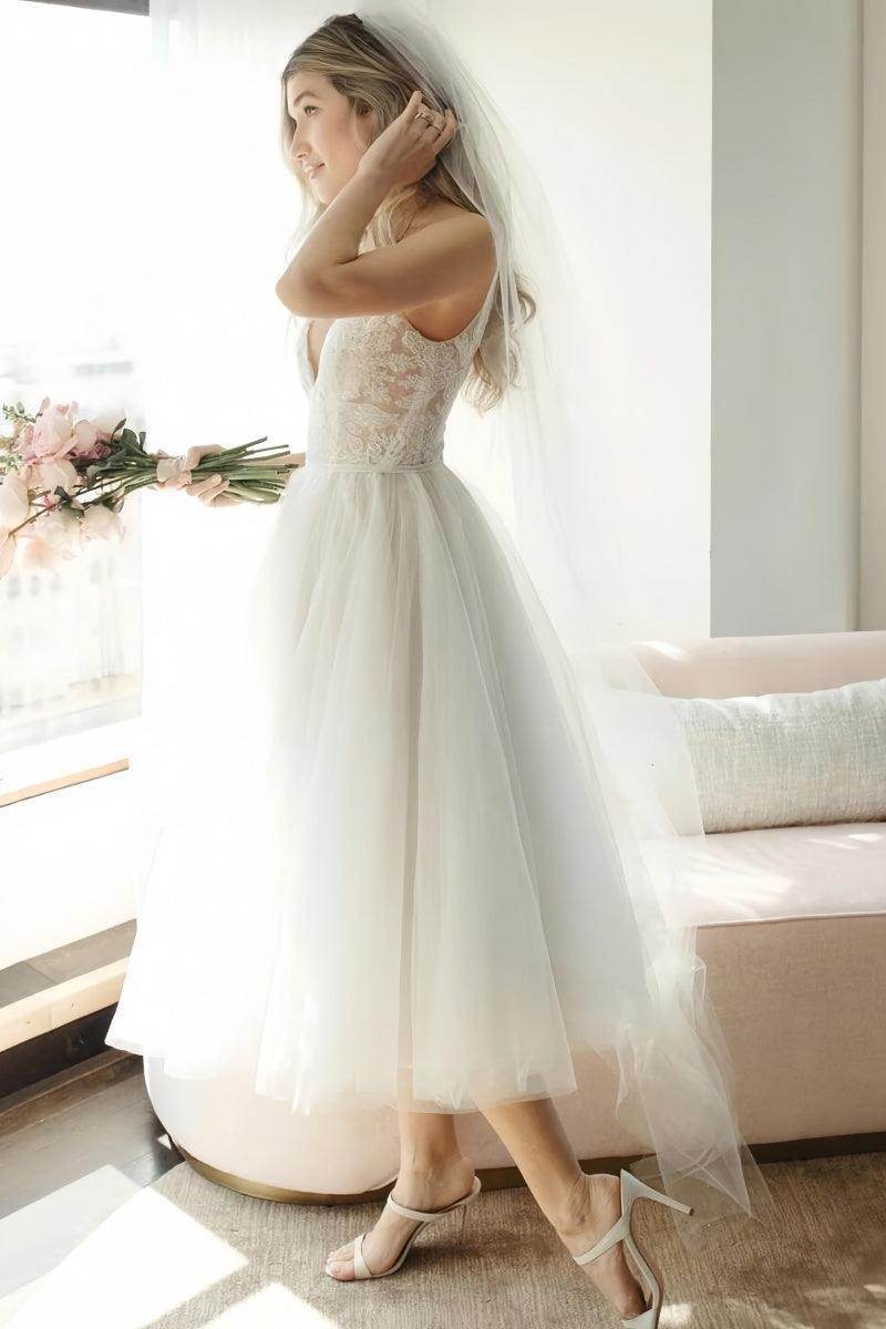 Celeste Lace Tulle A-Line Dress As Picture:Ivory/Nude 2