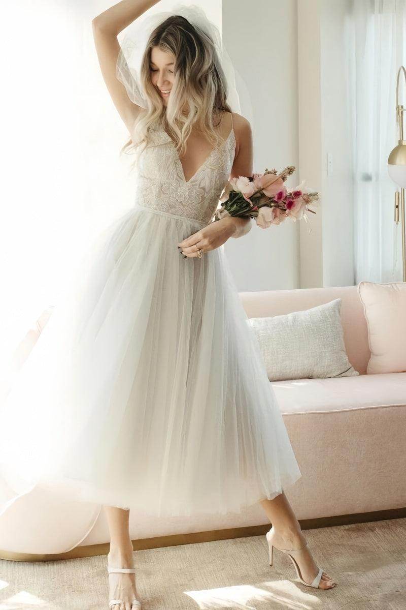 Celeste Lace Tulle A-Line Dress Ivory 1