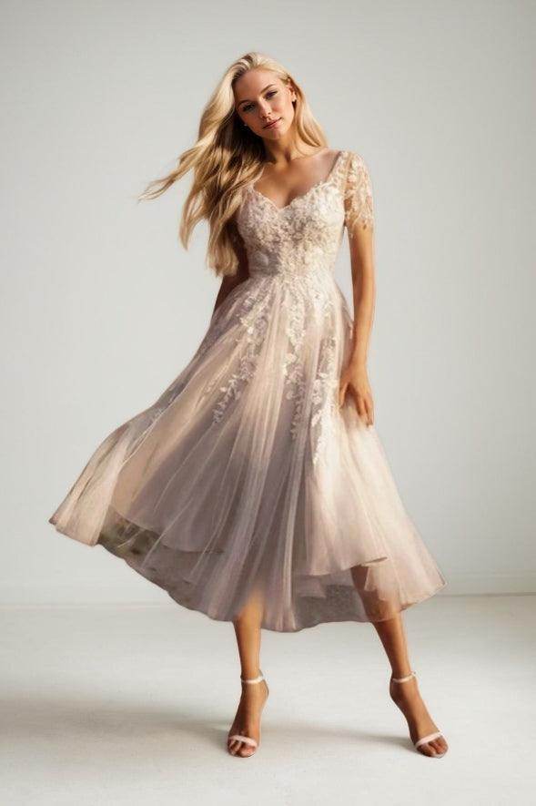 Cecilia Lace Tea-Length Dress