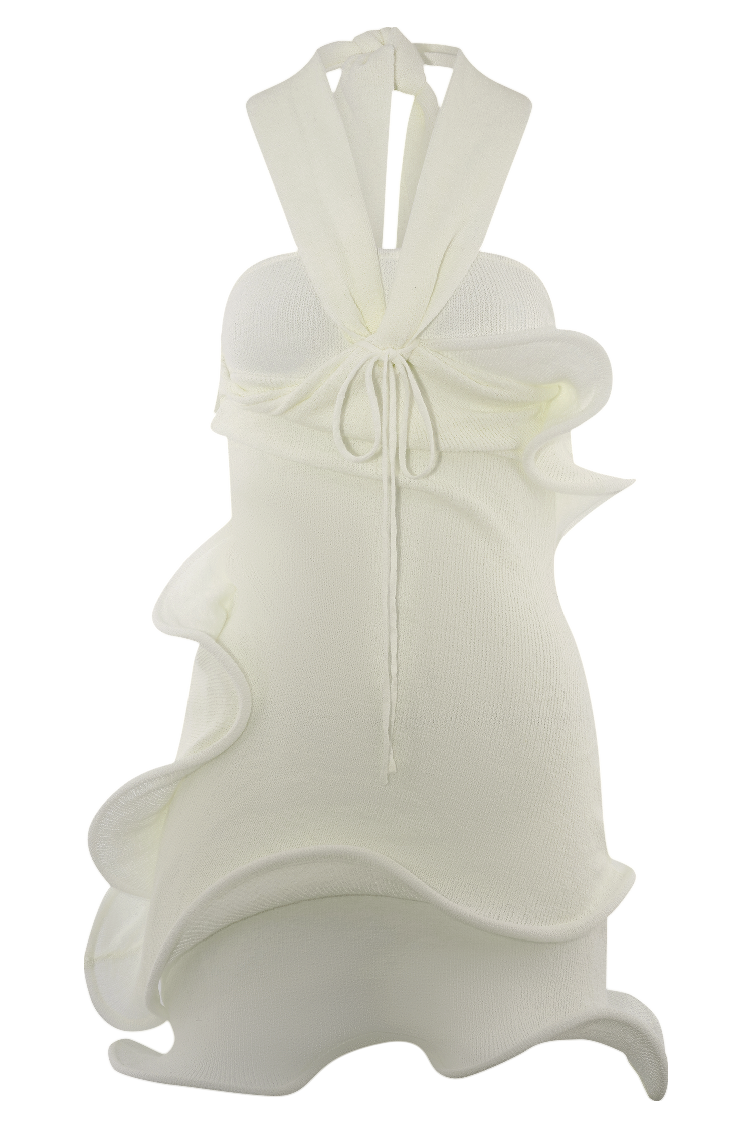 Caprice Halter Knit Mini Dress White 9