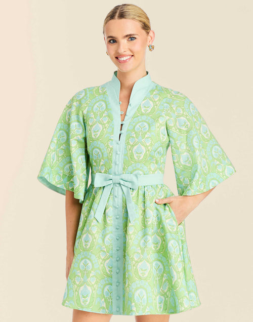 Carmen Trellis Mini Dress Trellis Verte 1