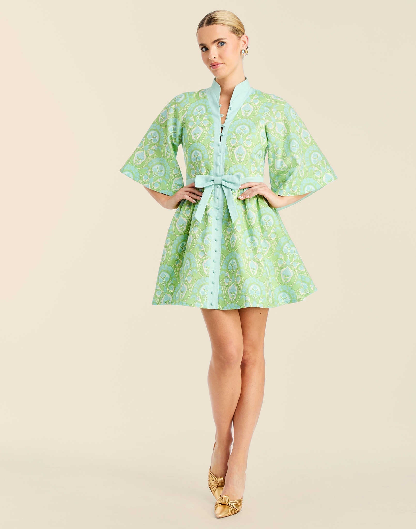 Carmen Trellis Mini Dress Trellis Verte 2