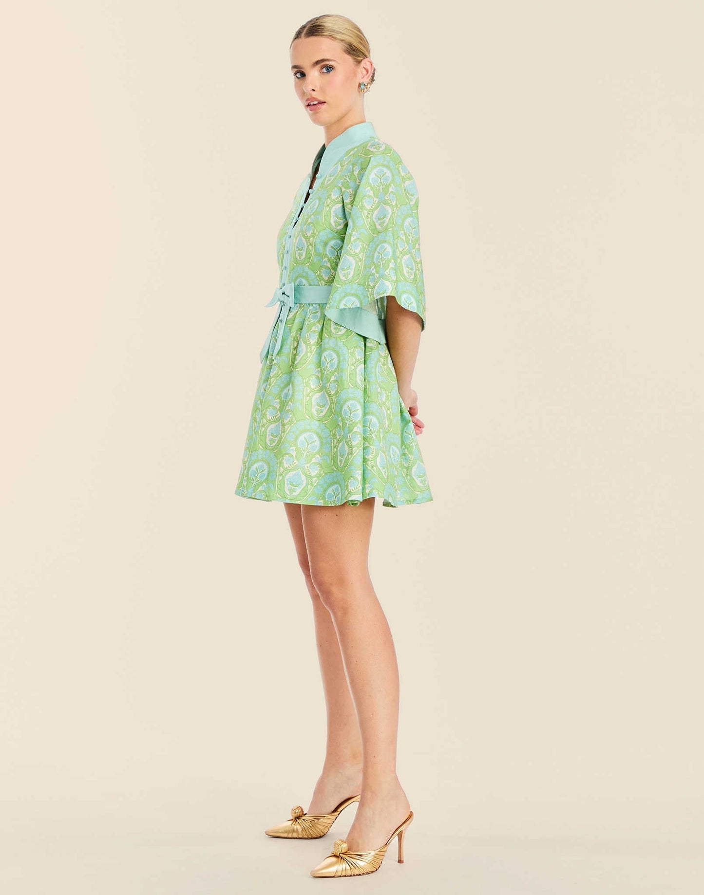 Carmen Trellis Mini Dress Trellis Verte 3