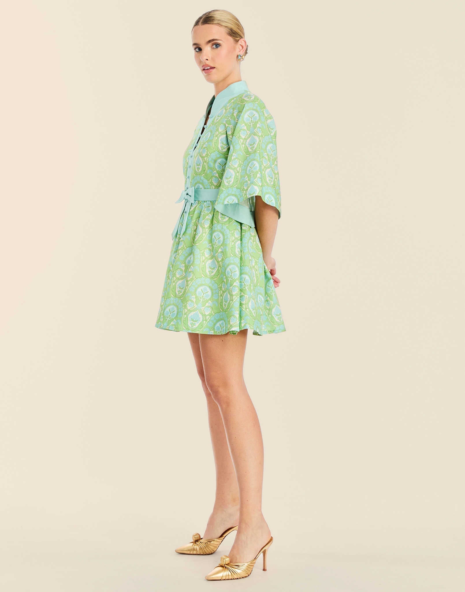 Carmen Trellis Mini Dress Trellis Verte 3