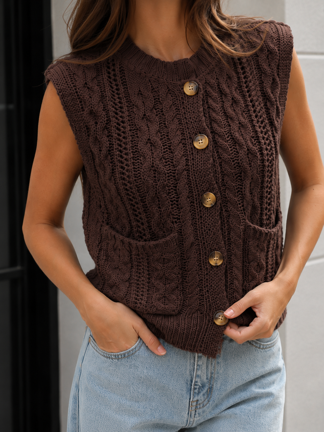Margot Cable Knit Cardigan Sweater in Apricot Apricot 5