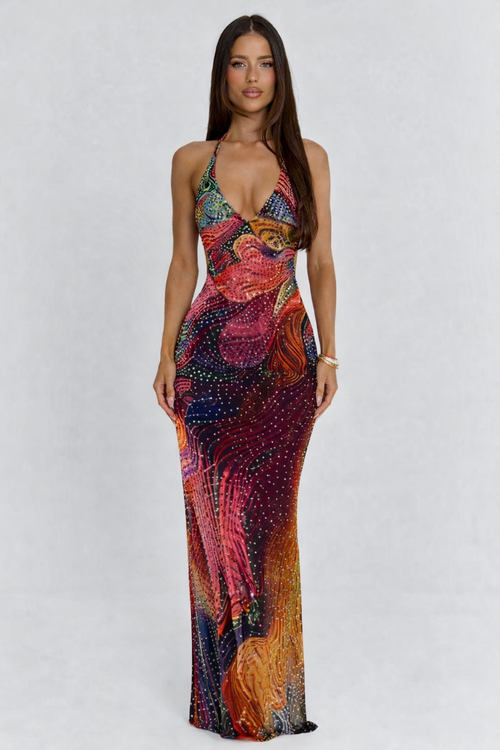 Esmeralda Crystal Maxi Dress Multicolor 1
