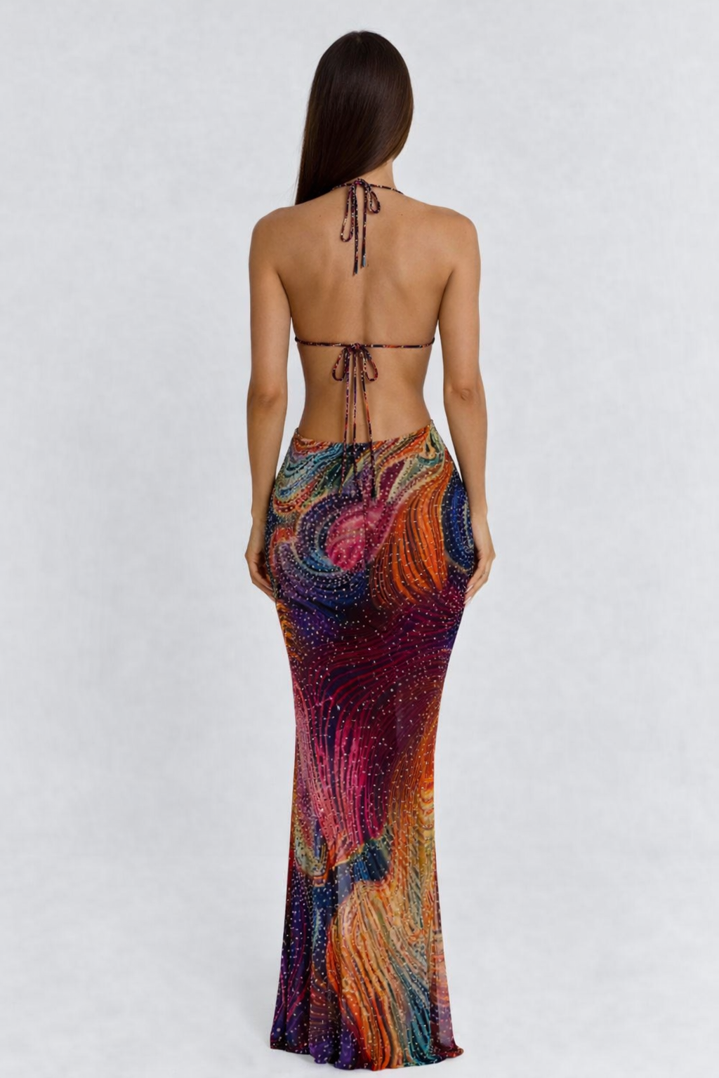 Esmeralda Crystal Maxi Dress Multicolor 4
