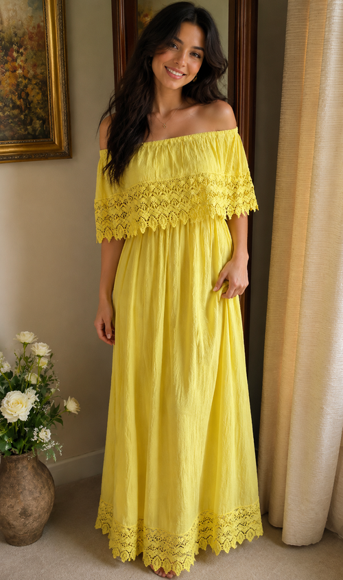 Magnolia Off-Shoulder Crochet Maxi Dress 1