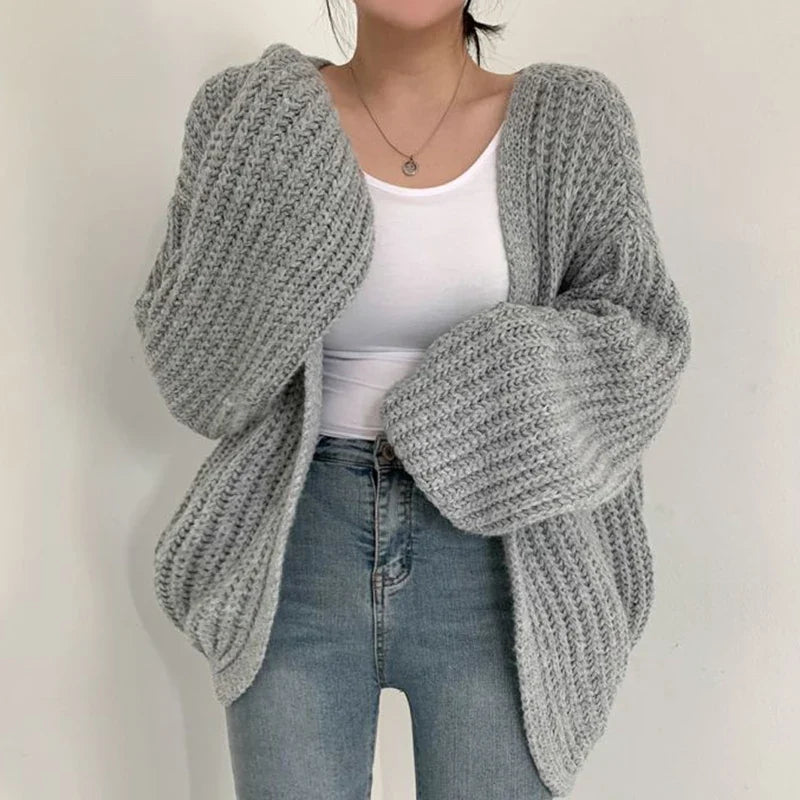 Yara Chunky Knit Cardigan Khaki 3