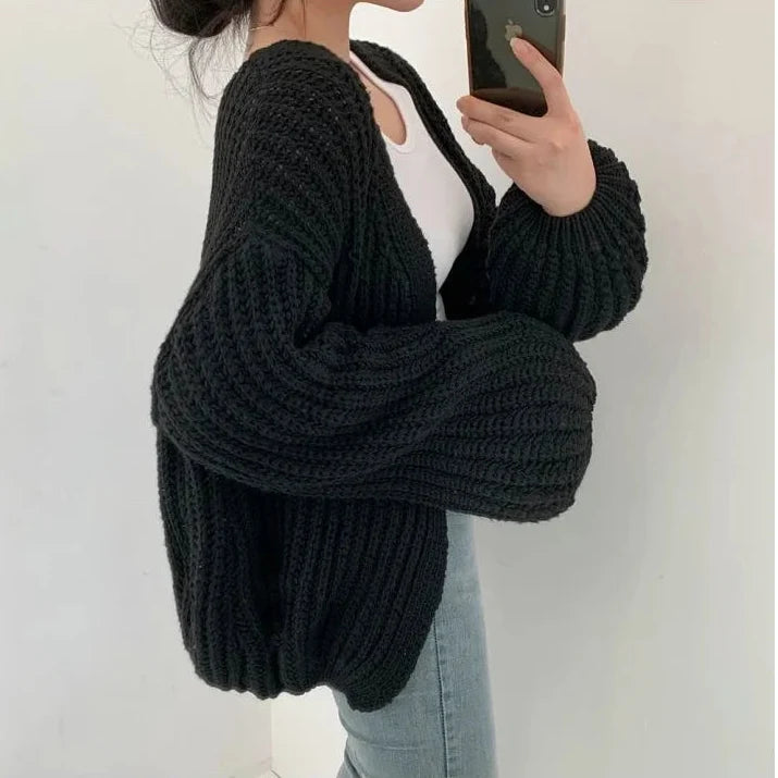 Yara Chunky Knit Cardigan Black 6
