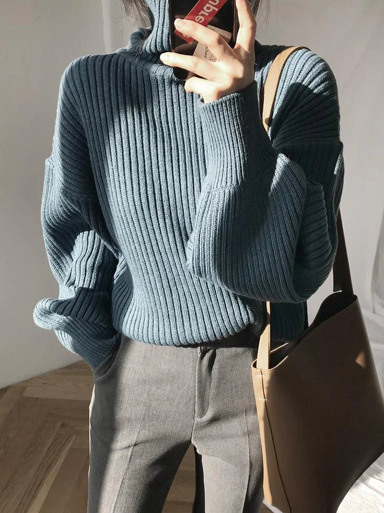 Margot Turtleneck Knit Sweater in Brown Brown 4